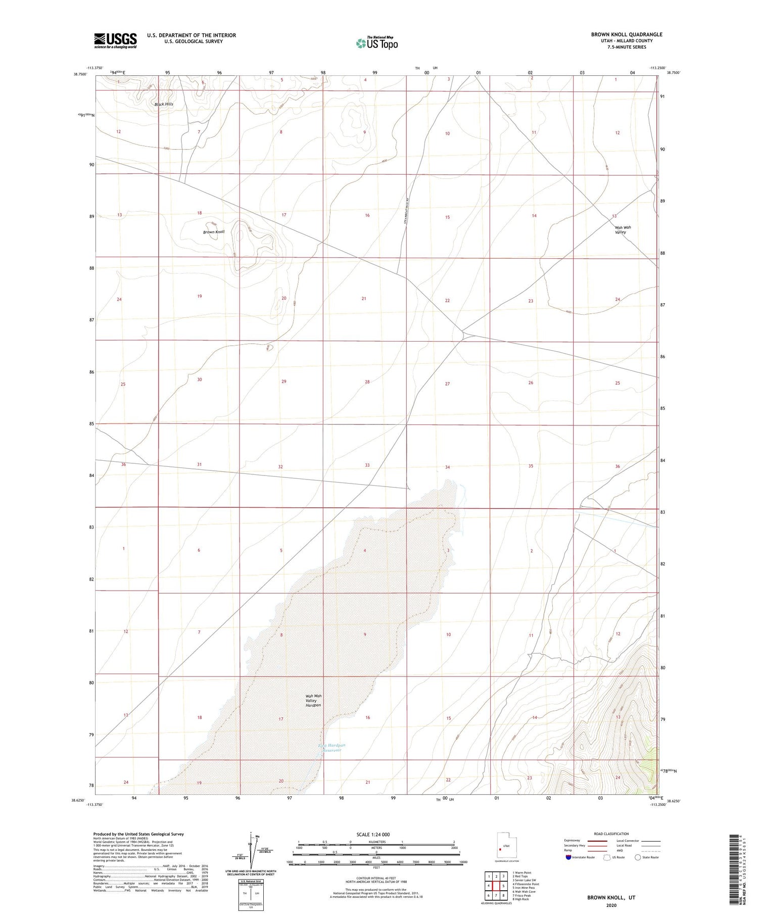 Brown Knoll Utah US Topo Map Image