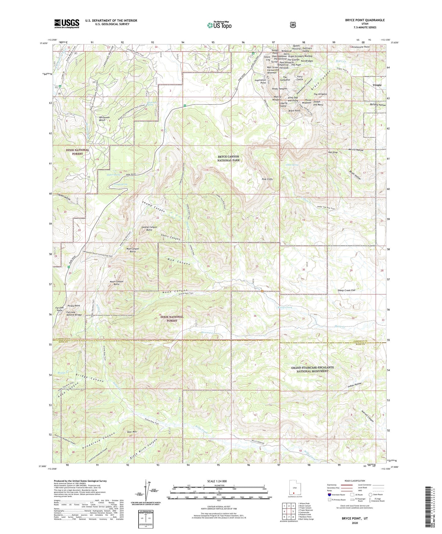 Bryce Point Utah US Topo Map Image