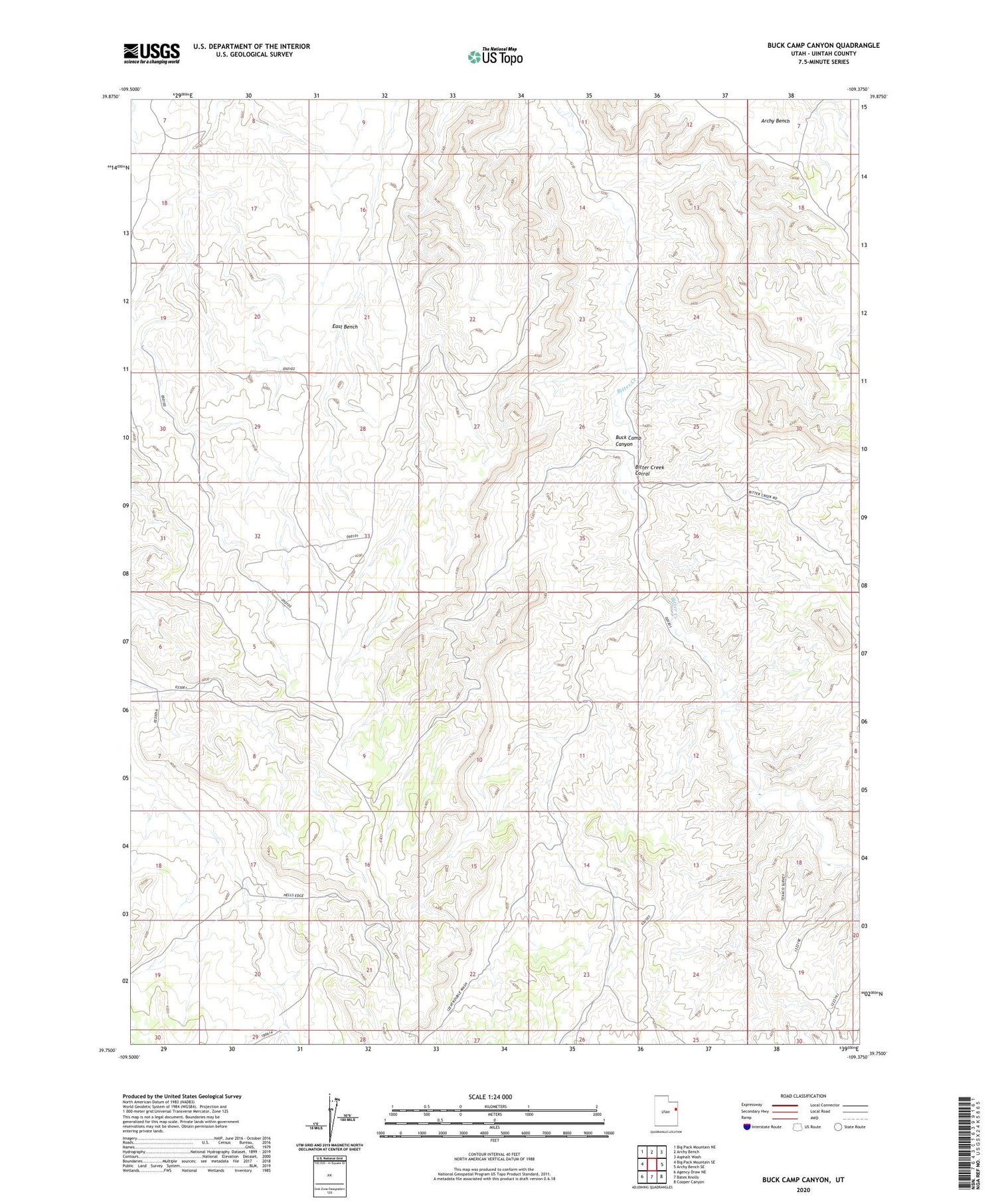 Buck Camp Canyon Utah US Topo Map Image