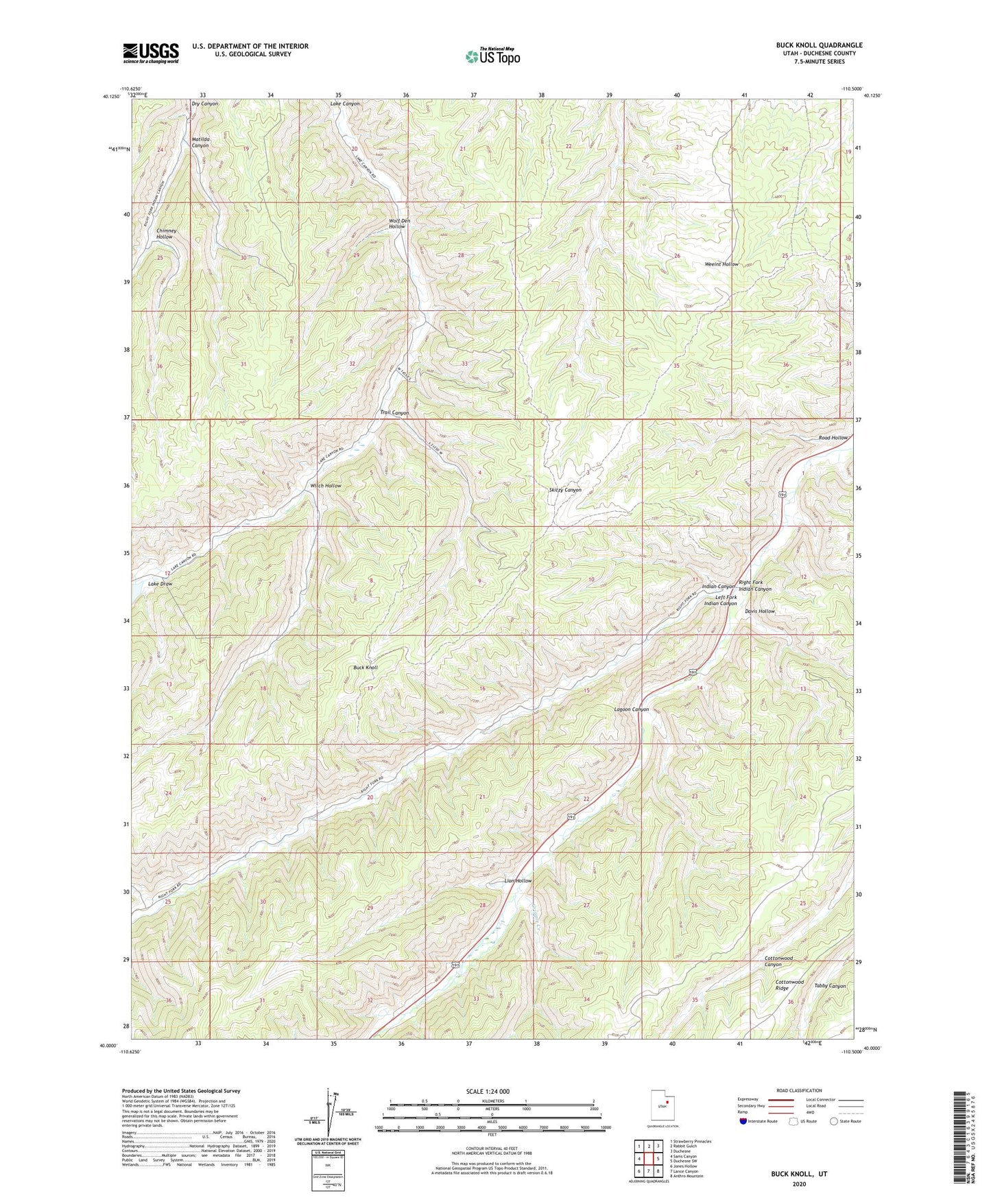 Buck Knoll Utah US Topo Map Image