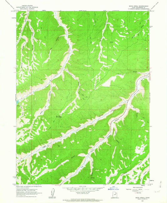 Classic USGS Buck Knoll Utah 7.5'x7.5' Topo Map Image