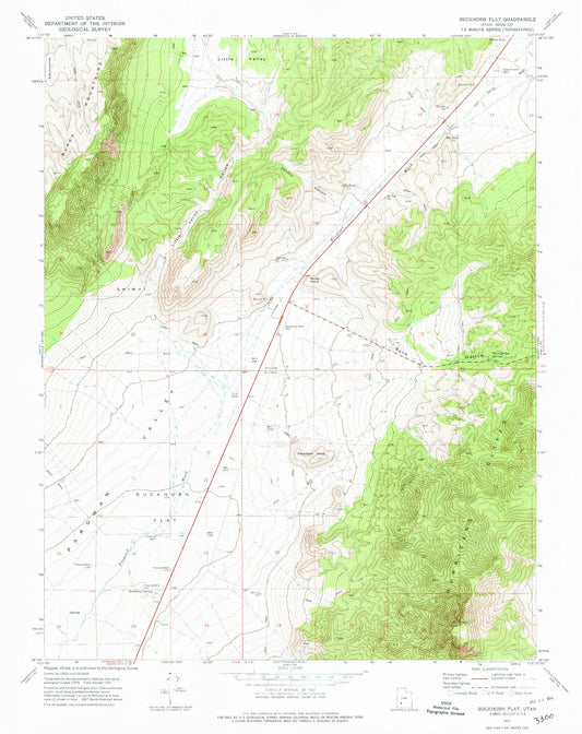 Classic USGS Buckhorn Flat Utah 7.5'x7.5' Topo Map Image