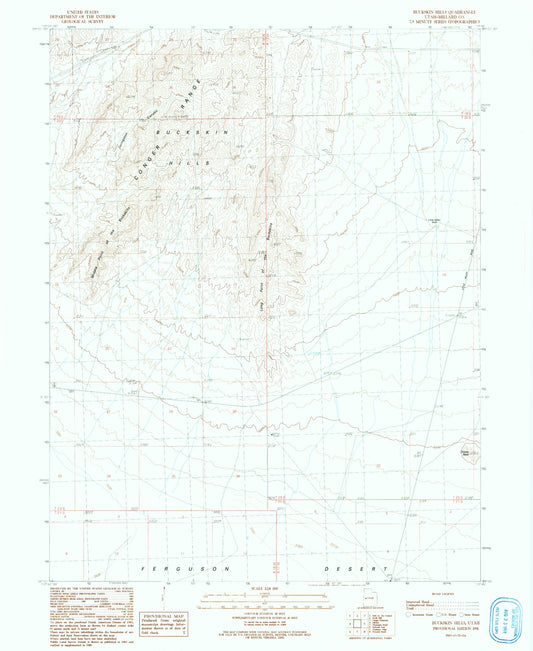 Classic USGS Buckskin Hills Utah 7.5'x7.5' Topo Map Image