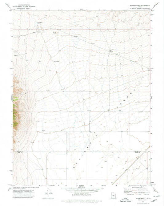 Classic USGS Burns Knoll Utah 7.5'x7.5' Topo Map Image