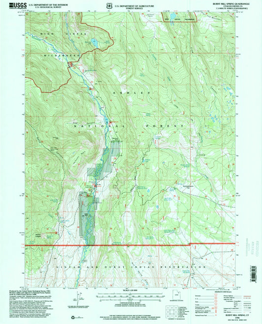 Classic USGS Burnt Mill Spring Utah 7.5'x7.5' Topo Map Image