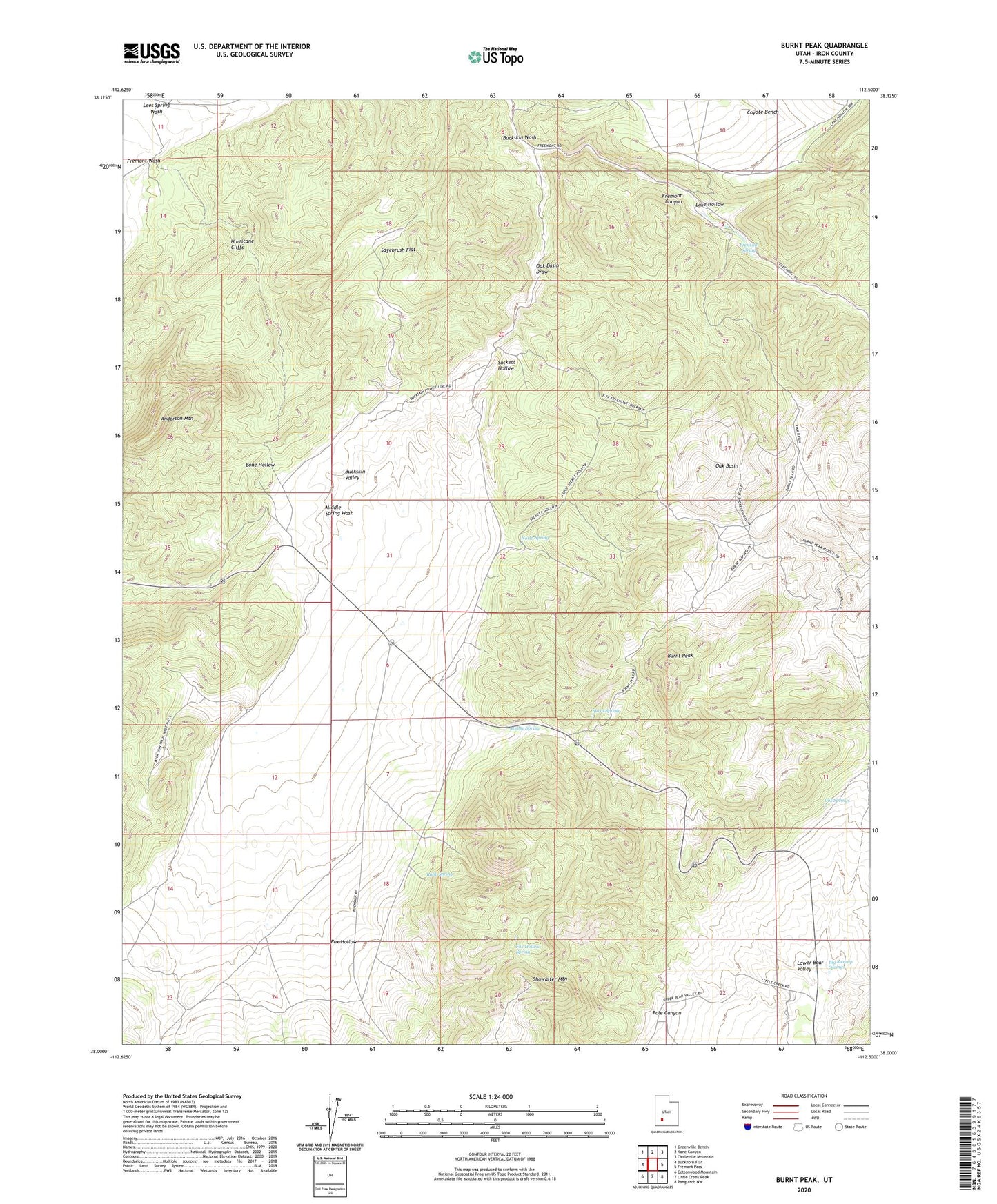 Burnt Peak Utah US Topo Map Image