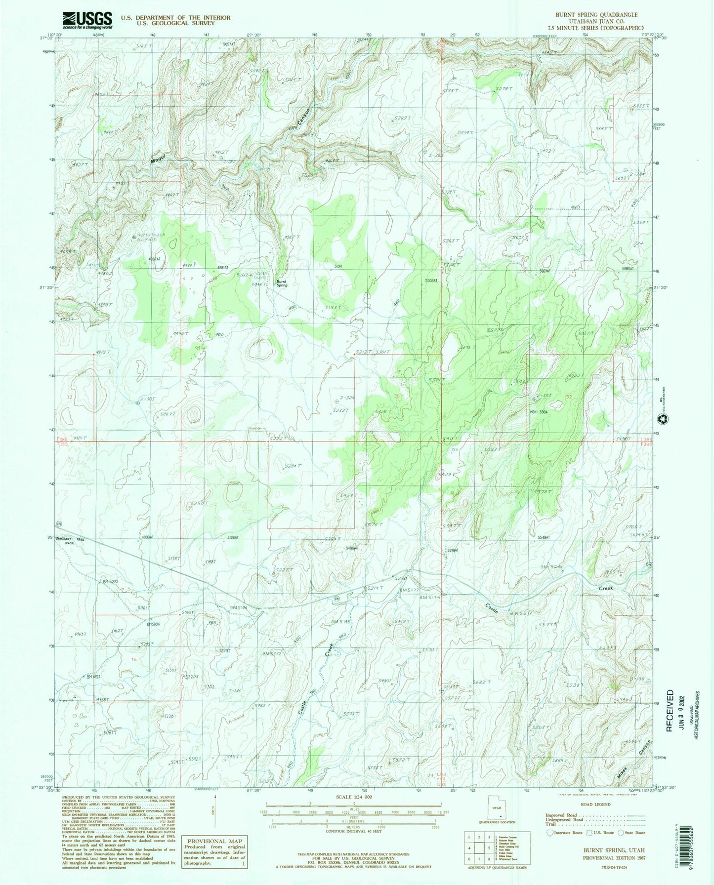 Classic USGS Burnt Spring Utah 7.5'x7.5' Topo Map Image