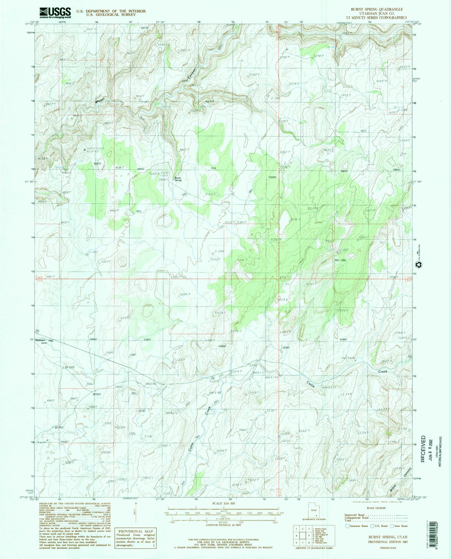 Classic USGS Burnt Spring Utah 7.5'x7.5' Topo Map Image