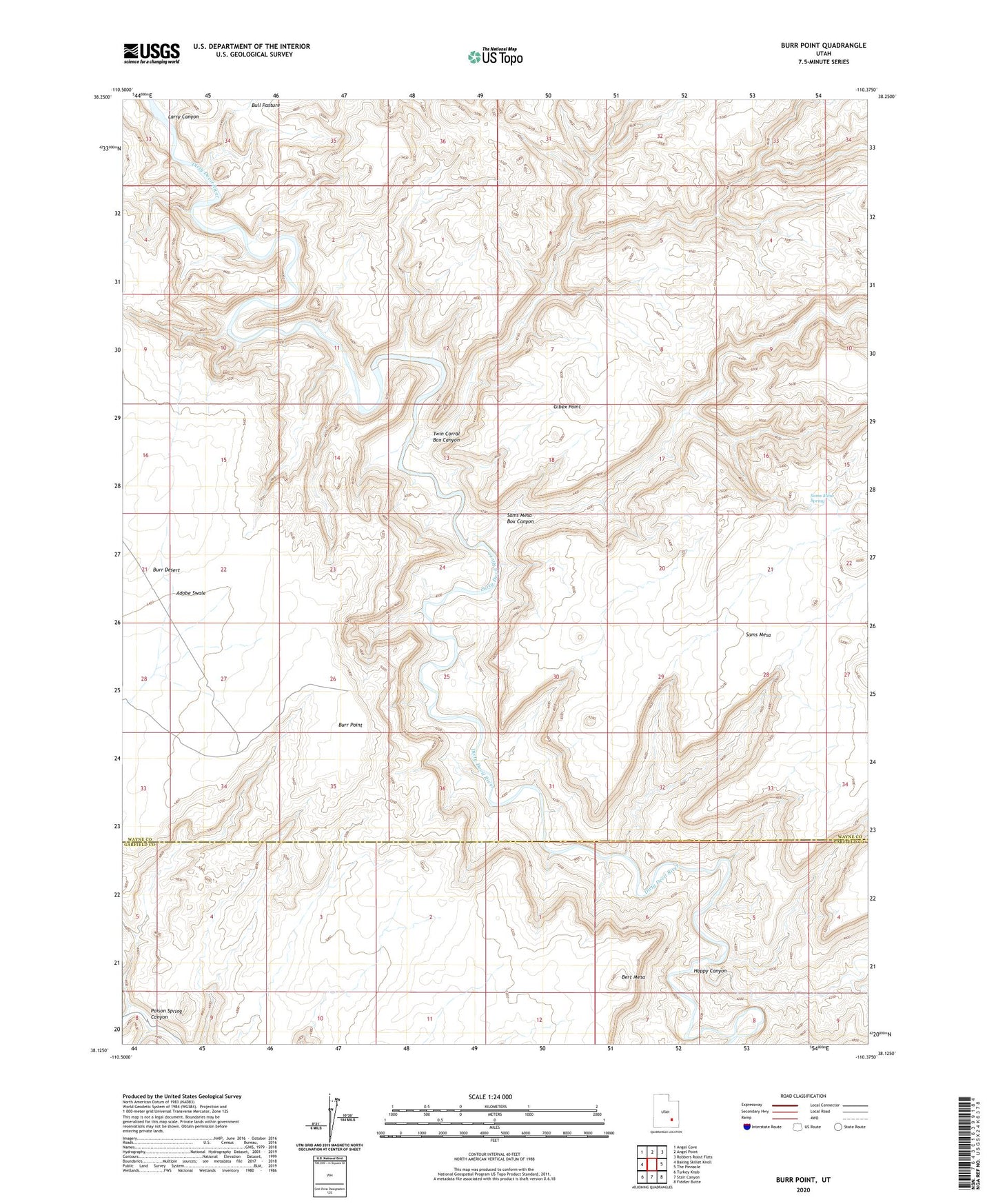 Burr Point Utah US Topo Map Image