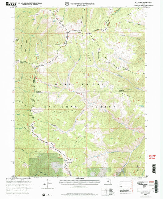 Classic USGS C Canyon Utah 7.5'x7.5' Topo Map Image
