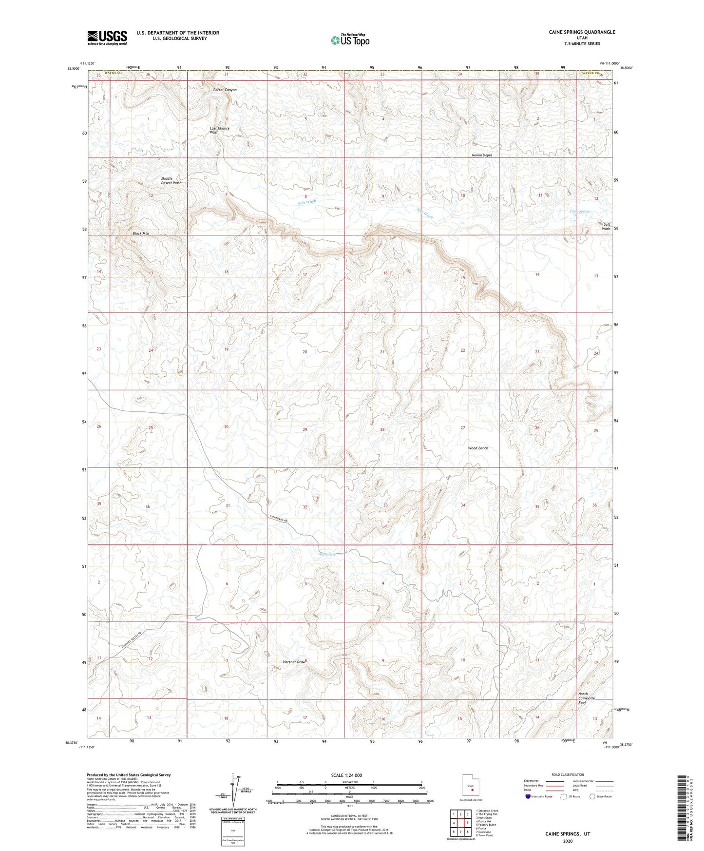 Caine Springs Utah US Topo Map Image