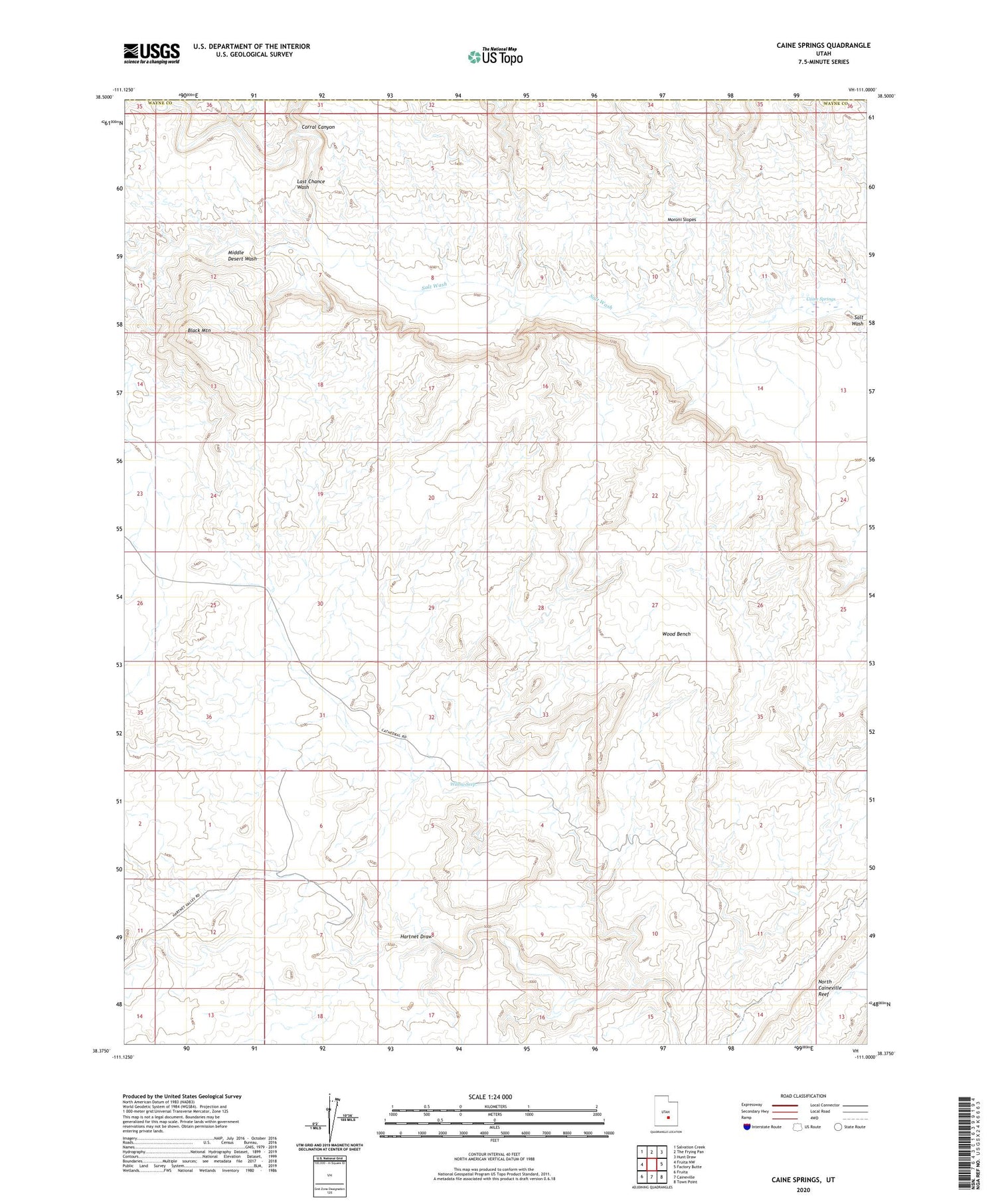 Caine Springs Utah US Topo Map Image