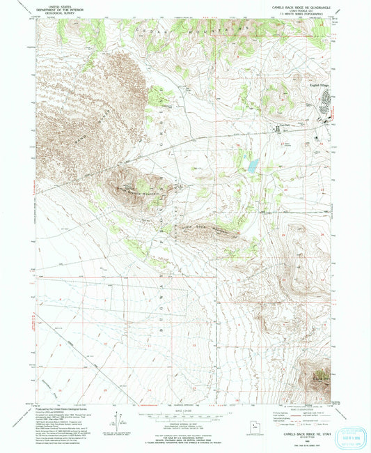Classic USGS Camels Back Ridge NE Utah 7.5'x7.5' Topo Map Image