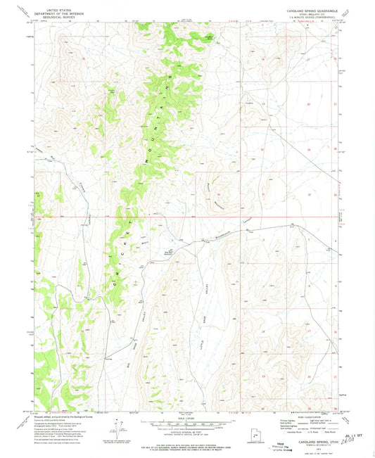 Classic USGS Candland Spring Utah 7.5'x7.5' Topo Map Image