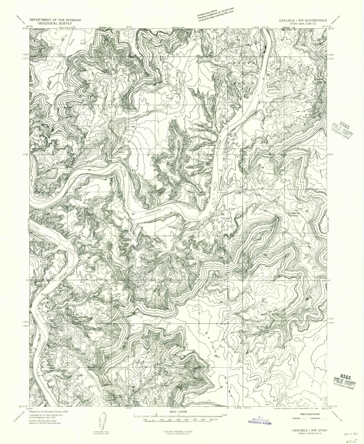 Classic USGS Shafer Basin Utah 7.5'x7.5' Topo Map Image