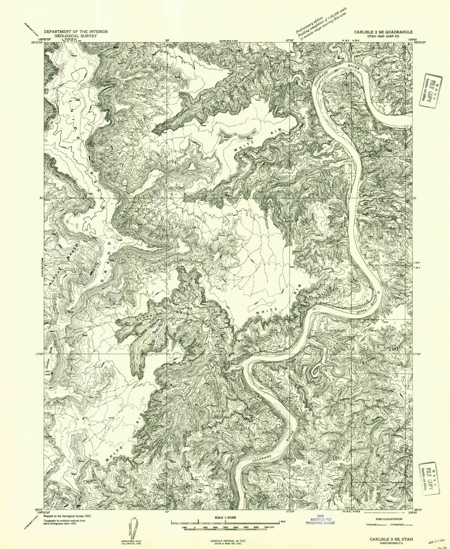 Classic USGS Monument Basin Utah 7.5'x7.5' Topo Map Image