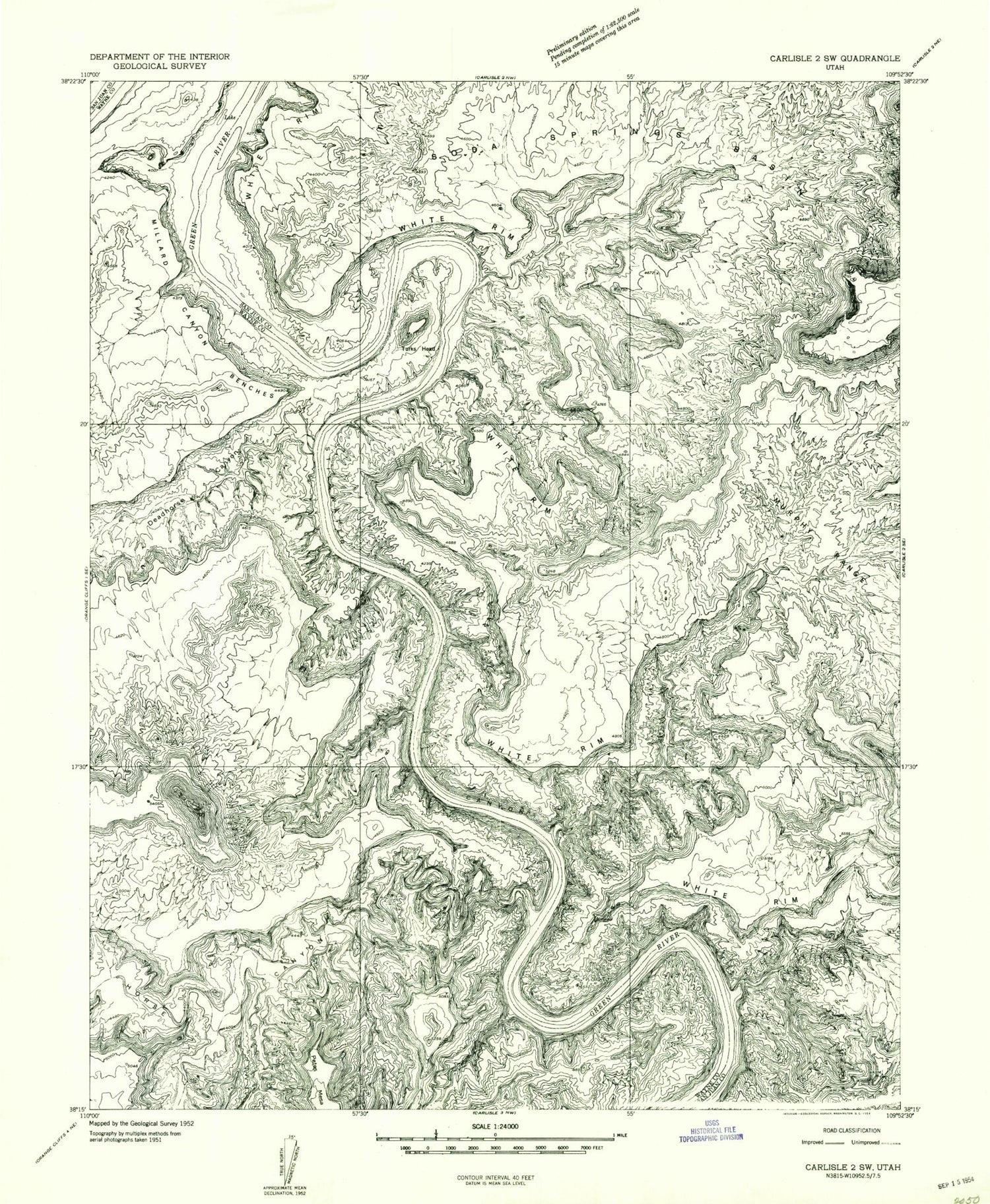 Classic USGS Turks Head Utah 7.5'x7.5' Topo Map Image