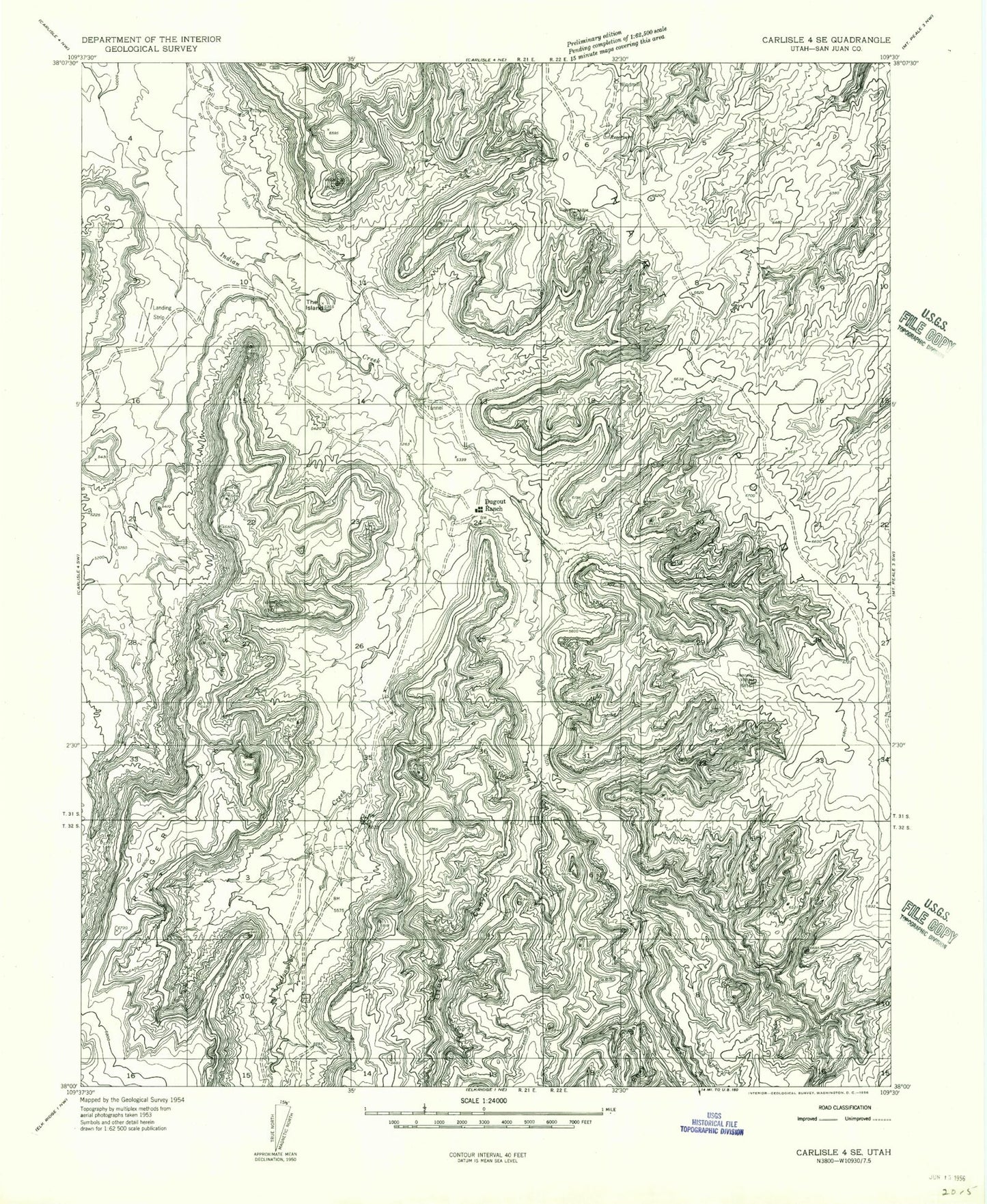Classic USGS Harts Point South Utah 7.5'x7.5' Topo Map Image