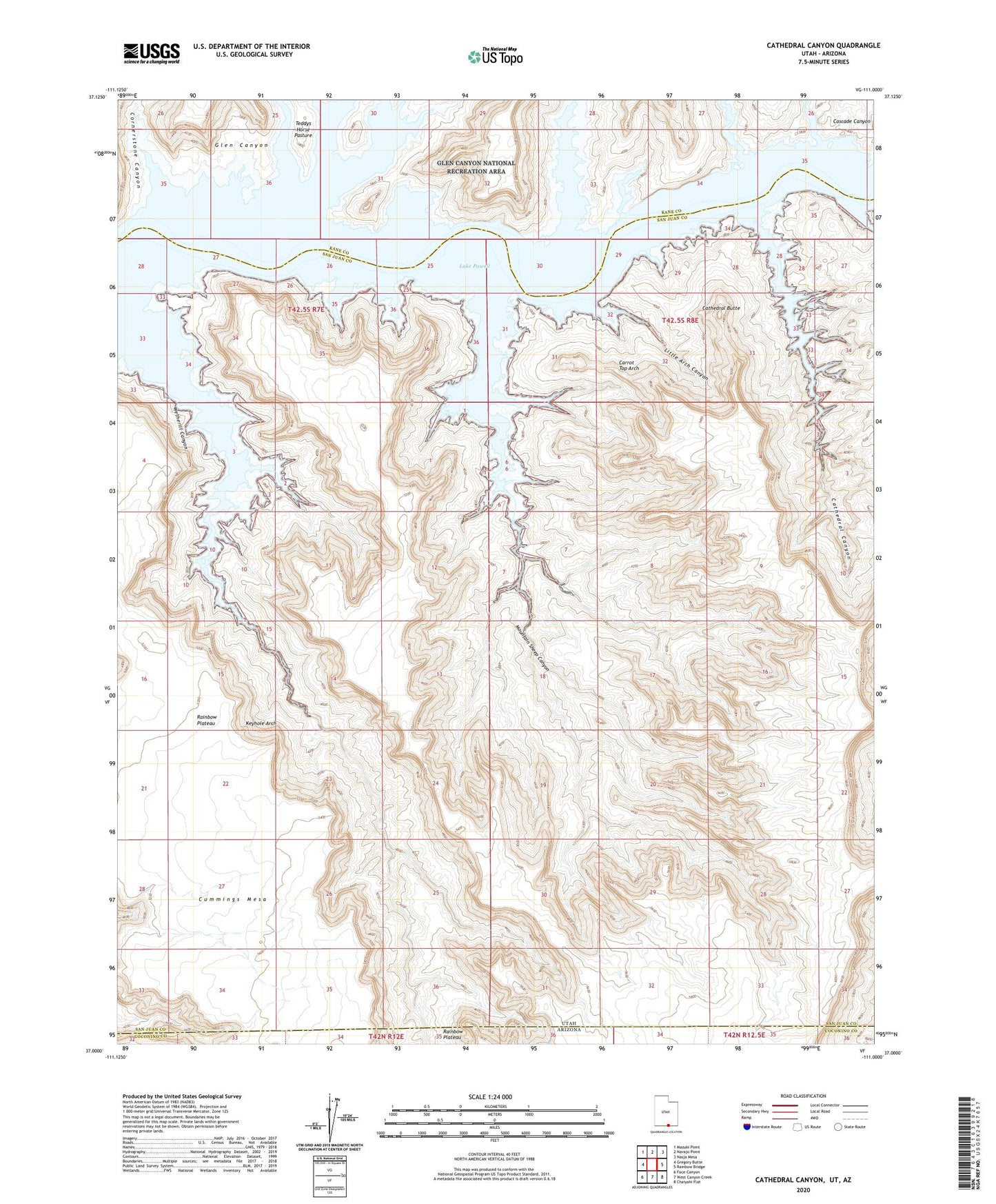Cathedral Canyon Utah US Topo Map Image