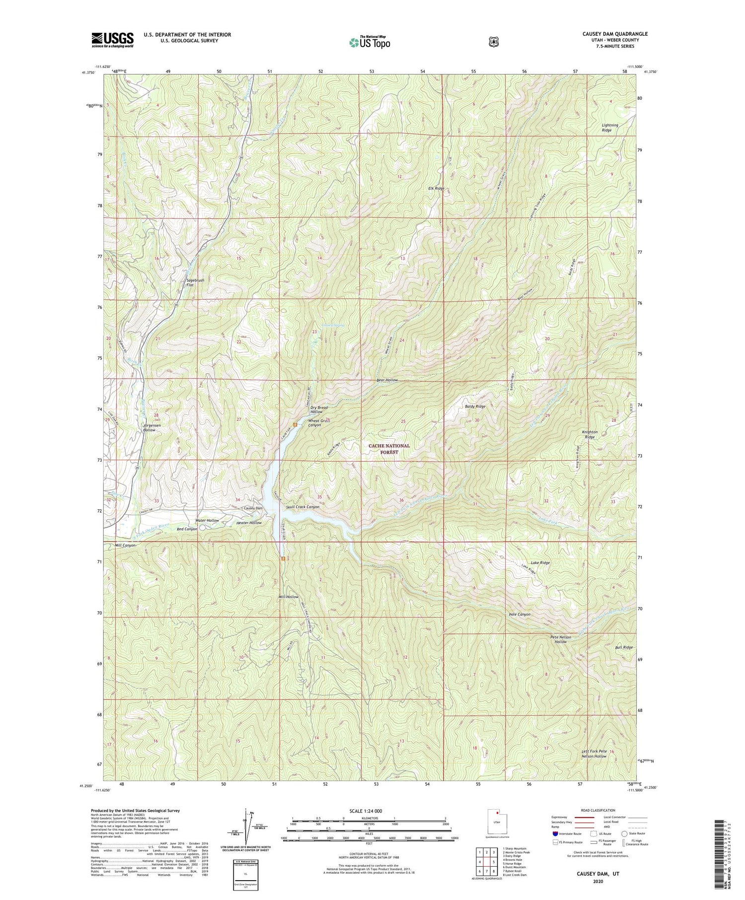 Causey Dam Utah US Topo Map Image