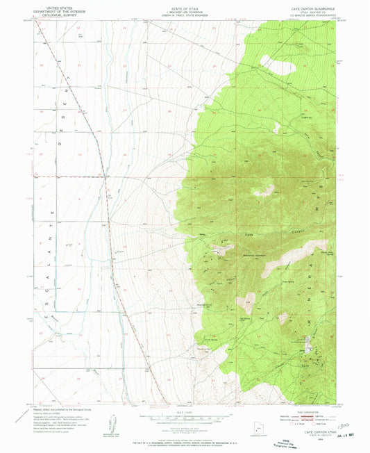 Classic USGS Cave Canyon Utah 7.5'x7.5' Topo Map Image