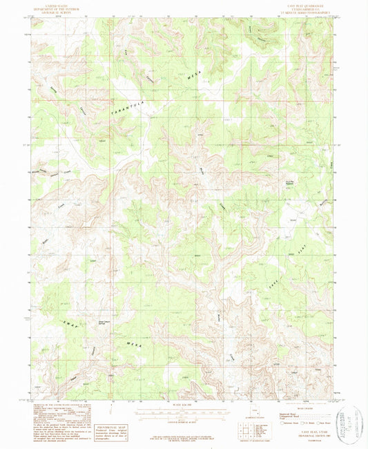 Classic USGS Cave Flat Utah 7.5'x7.5' Topo Map Image