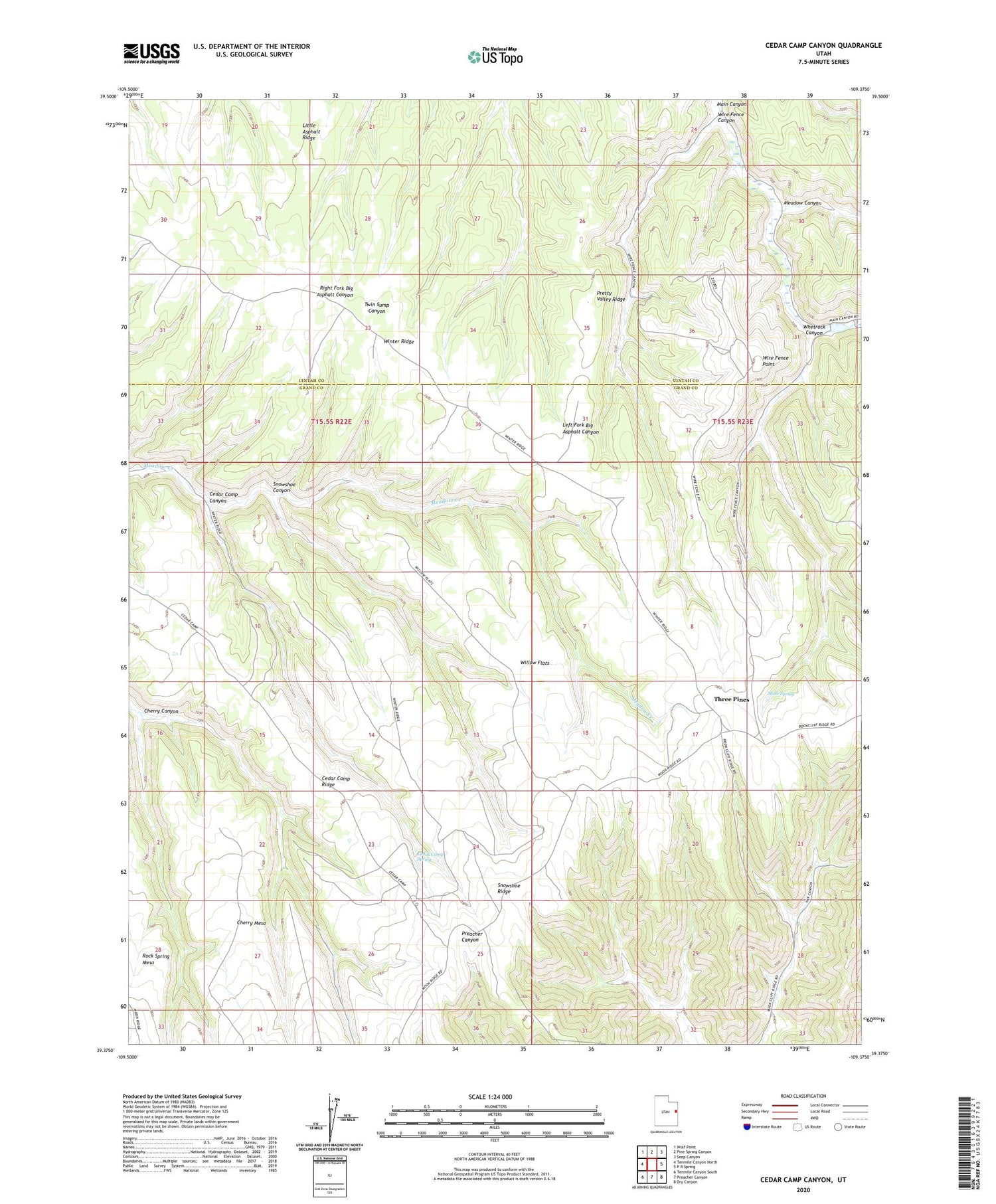 Cedar Camp Canyon Utah US Topo Map Image