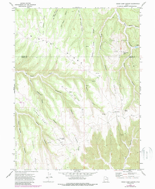 Classic USGS Cedar Camp Canyon Utah 7.5'x7.5' Topo Map Image