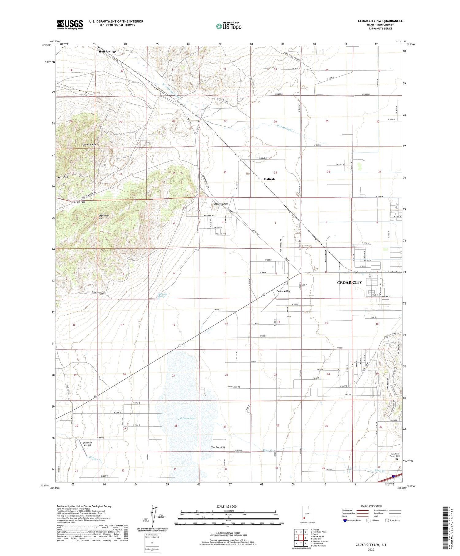 Cedar City NW Utah US Topo Map Image