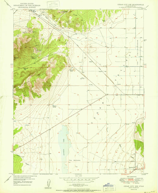 Classic USGS Cedar City NW Utah 7.5'x7.5' Topo Map Image