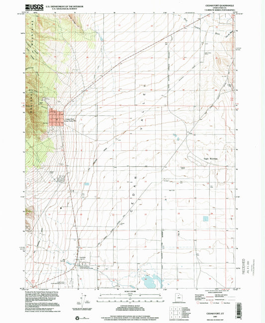 Classic USGS Cedar Fort Utah 7.5'x7.5' Topo Map Image