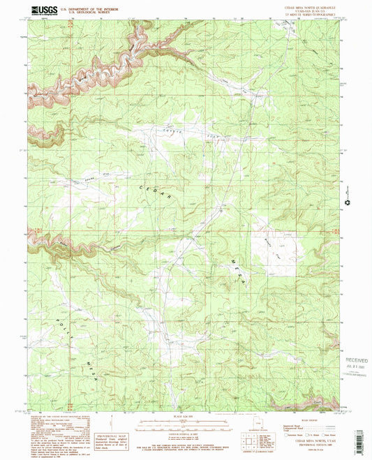 USGS Classic Cedar Mesa North Utah 7.5'x7.5' Topo Map Image