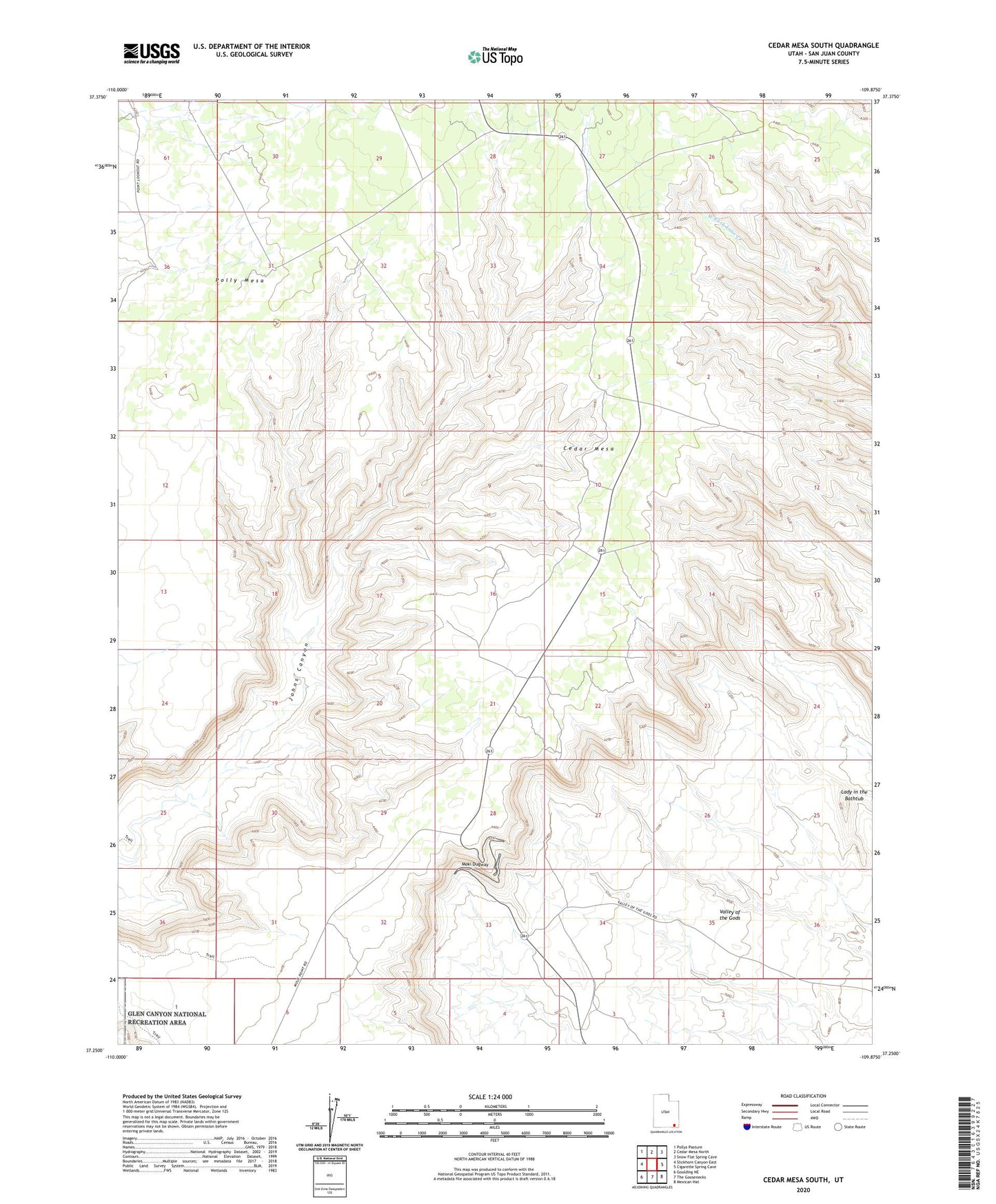 Cedar Mesa South Utah US Topo Map Image