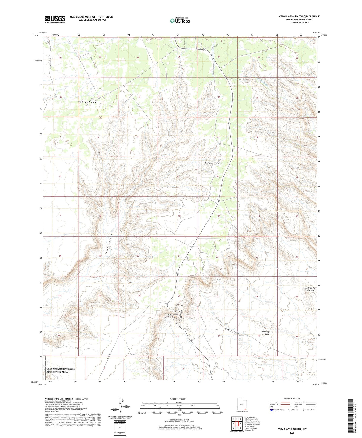 Cedar Mesa South Utah US Topo Map Image