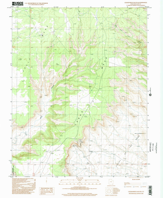 Classic USGS Cedar Mesa South Utah 7.5'x7.5' Topo Map Image
