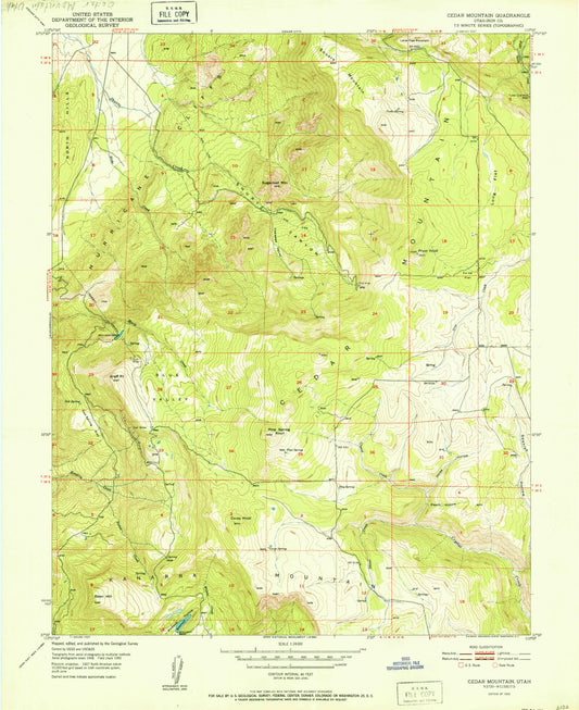 Classic USGS Cedar Mountain Utah 7.5'x7.5' Topo Map Image