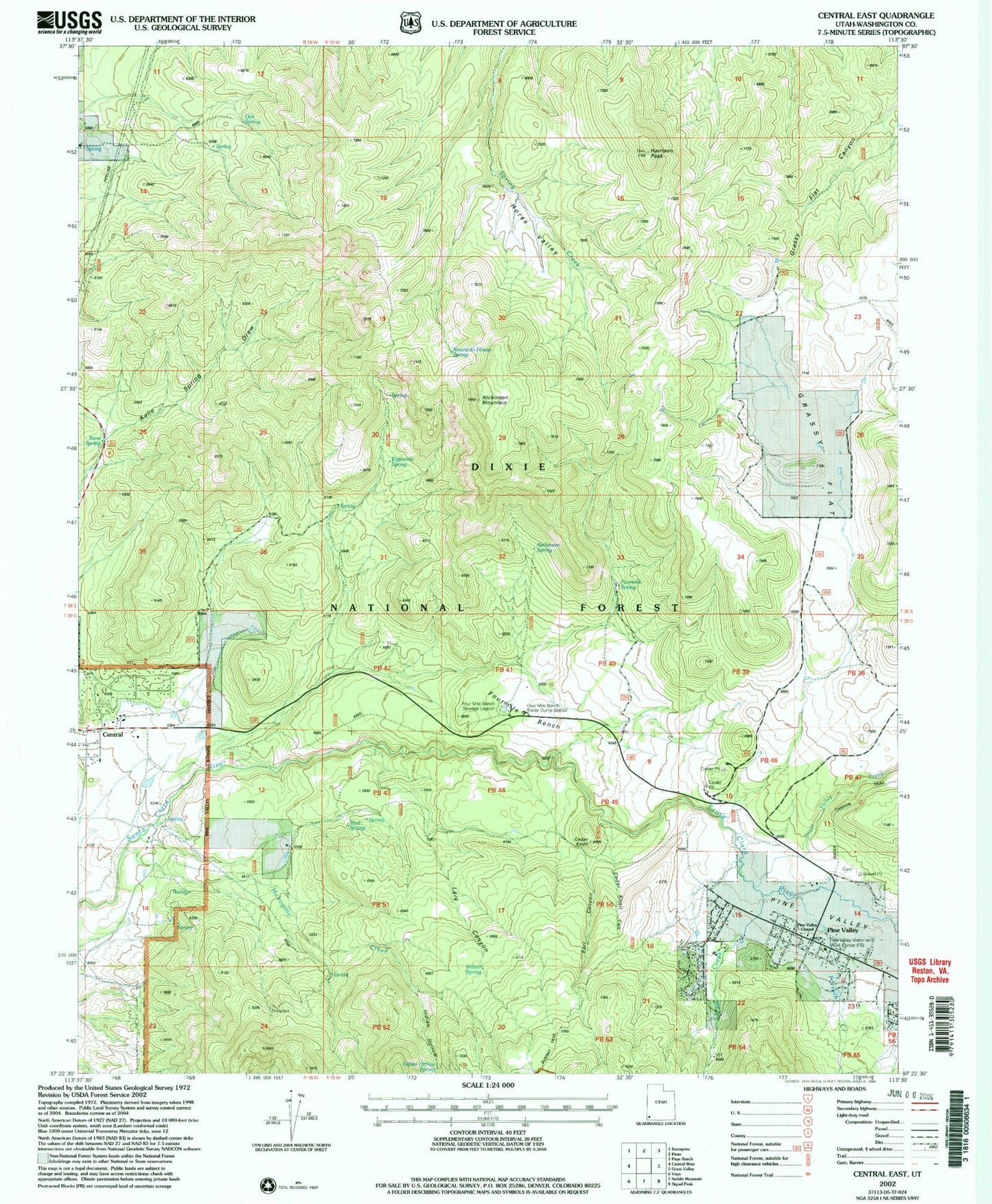 Classic USGS Central East Utah 7.5'x7.5' Topo Map Image