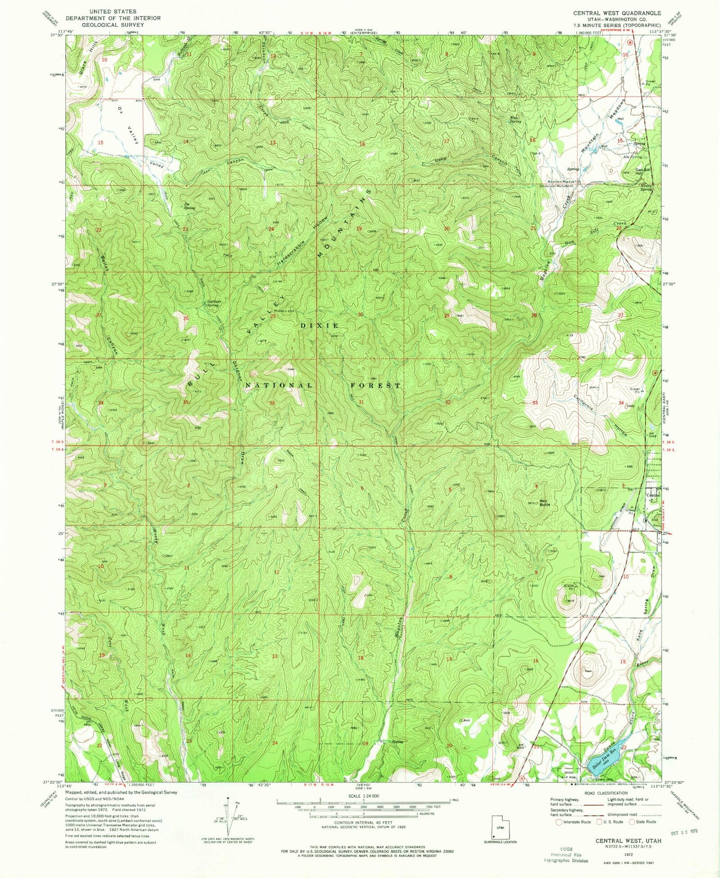 Classic USGS Central West Utah 7.5'x7.5' Topo Map Image