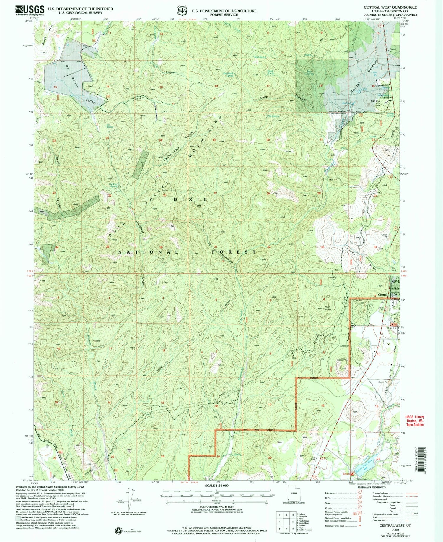 Classic USGS Central West Utah 7.5'x7.5' Topo Map Image