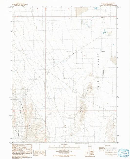 Classic USGS Chalk Knolls Utah 7.5'x7.5' Topo Map Image
