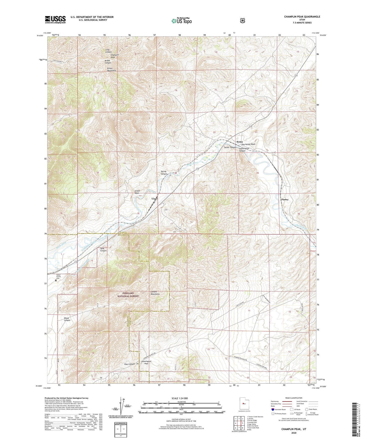 Champlin Peak Utah US Topo Map Image