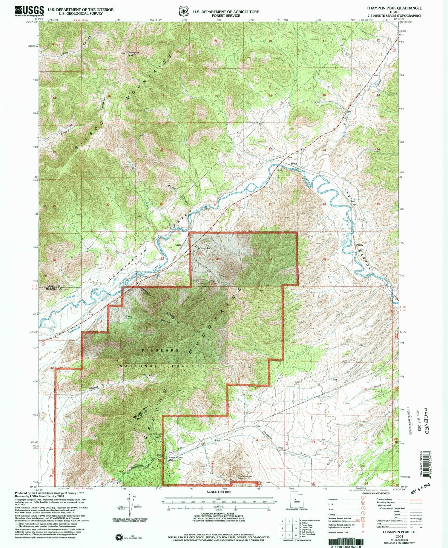 Classic USGS Champlin Peak Utah 7.5'x7.5' Topo Map Image