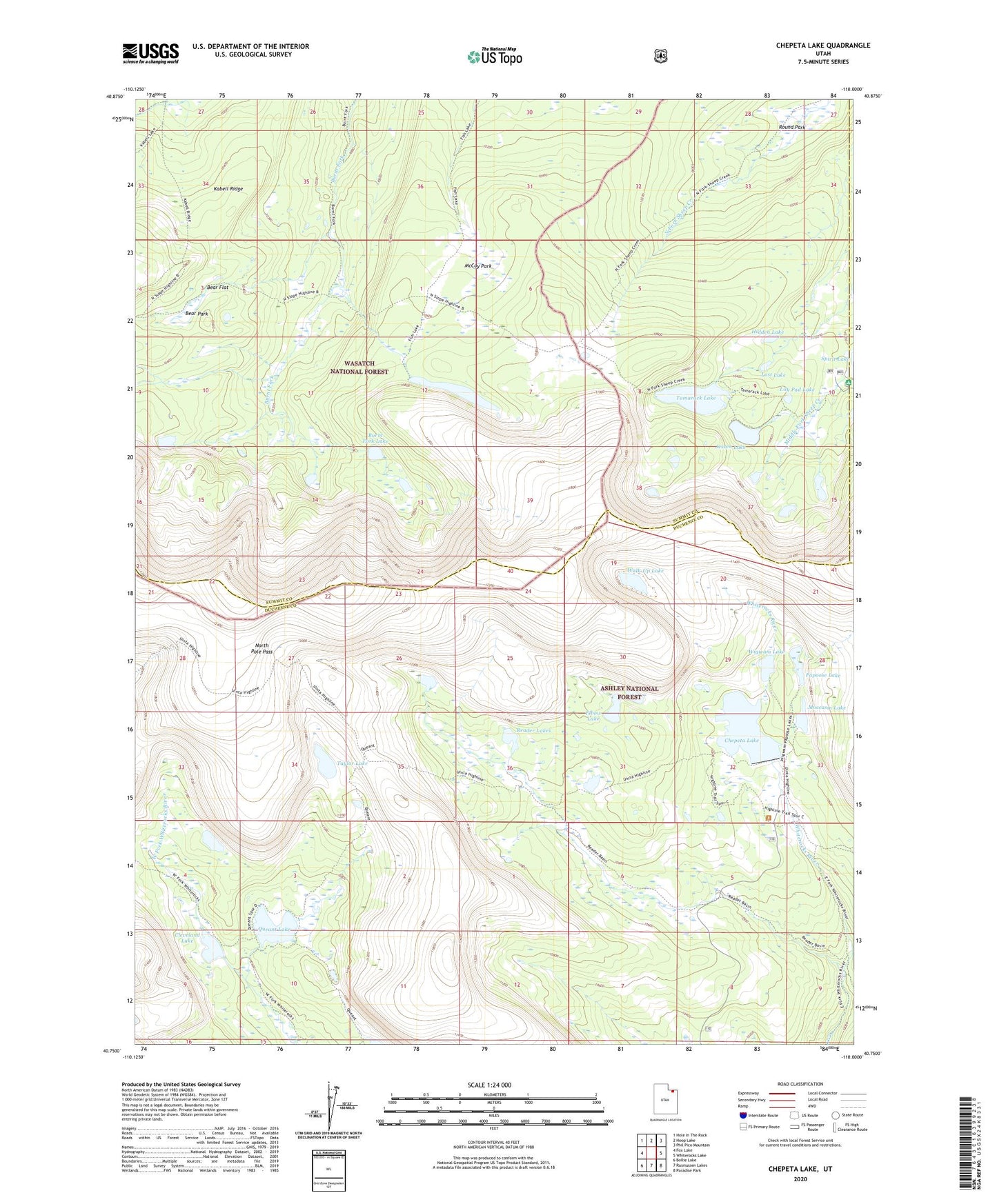 Chepeta Lake Utah US Topo Map Image