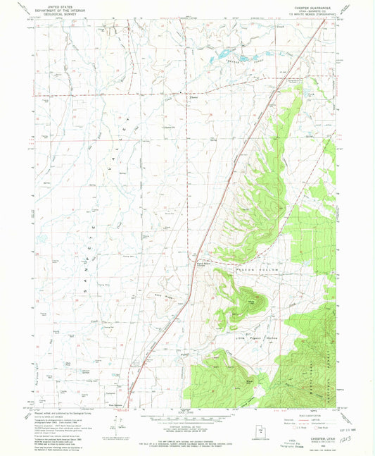 Classic USGS Chester Utah 7.5'x7.5' Topo Map Image
