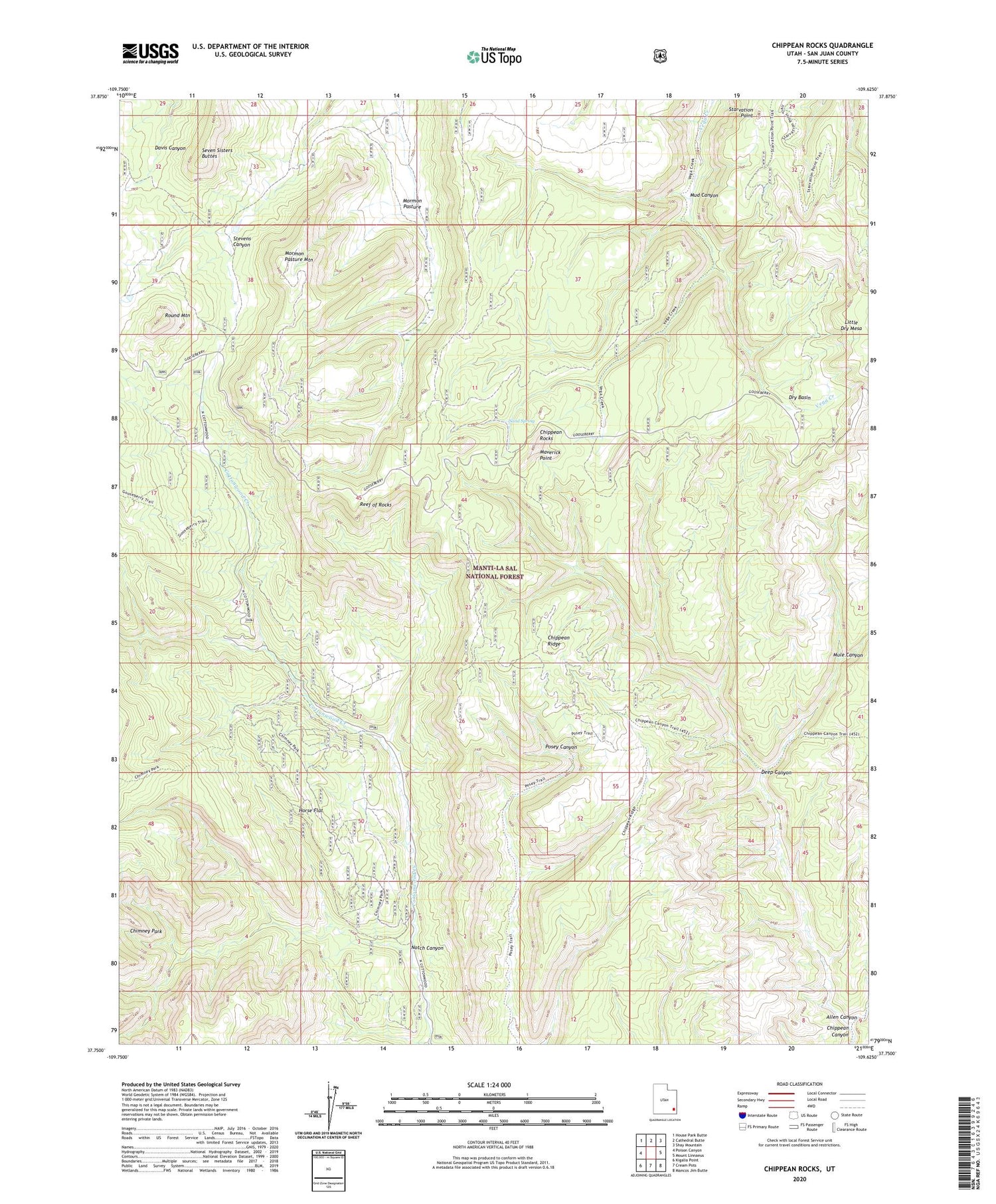 Chippean Rocks Utah US Topo Map Image