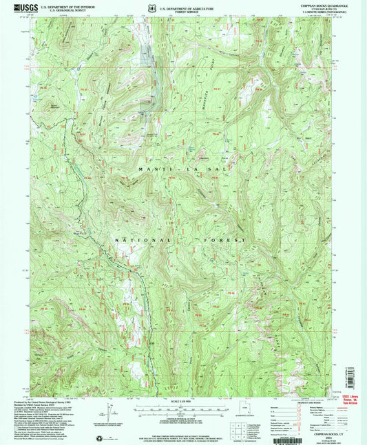 Classic USGS Chippean Rocks Utah 7.5'x7.5' Topo Map Image