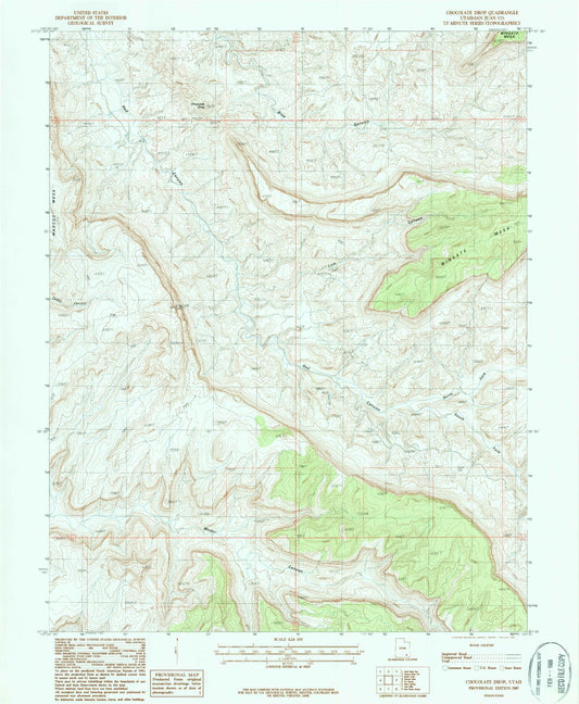 Classic USGS Chocolate Drop Utah 7.5'x7.5' Topo Map Image