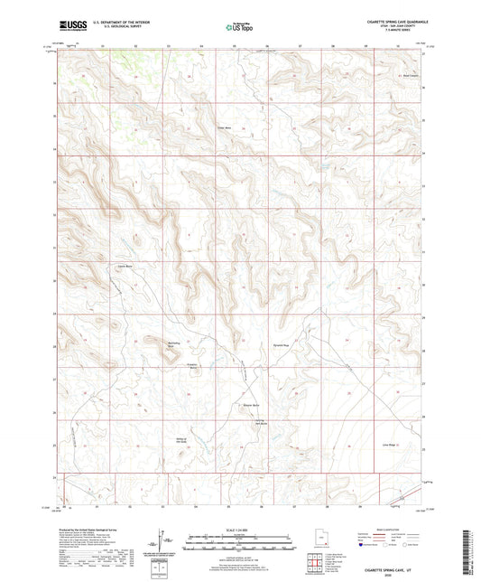 Cigarette Spring Cave Utah US Topo Map Image