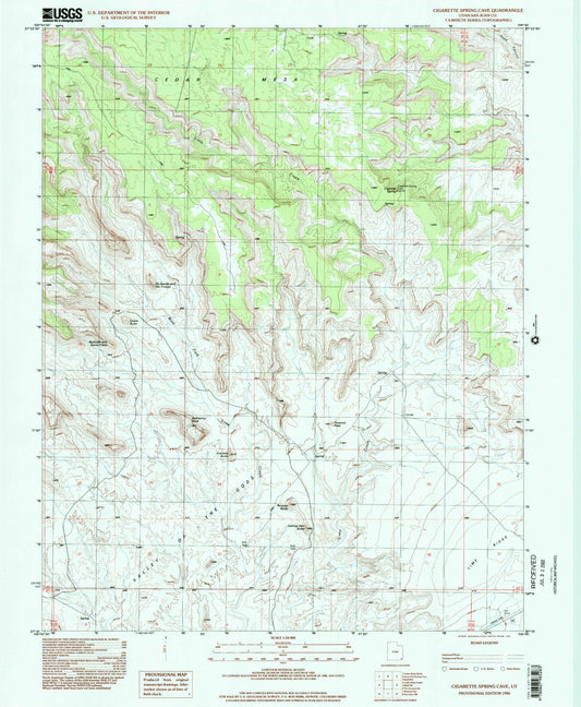Classic USGS Cigarette Spring Cave Utah 7.5'x7.5' Topo Map Image