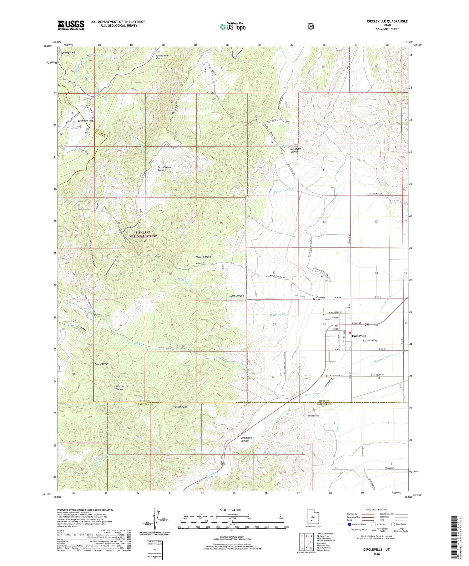 Circleville Utah US Topo Map Image